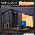 Gentleman Gray bed curtain with integrated mosquito net for 0.9m wide bed with light blocking design