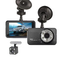 T638+ dual-lens car driving recorder with 170° wide angle lens hidden behind rearview mirror black