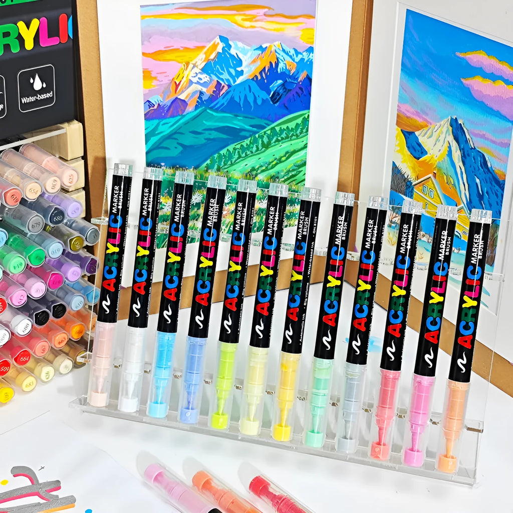 Set of acrylic marker pens in multiple colours for art painting and graffiti projects