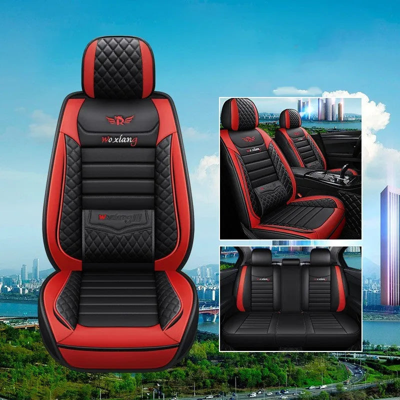 Red leather car seat cushion with high-elasticity sponge filler on a car seat.