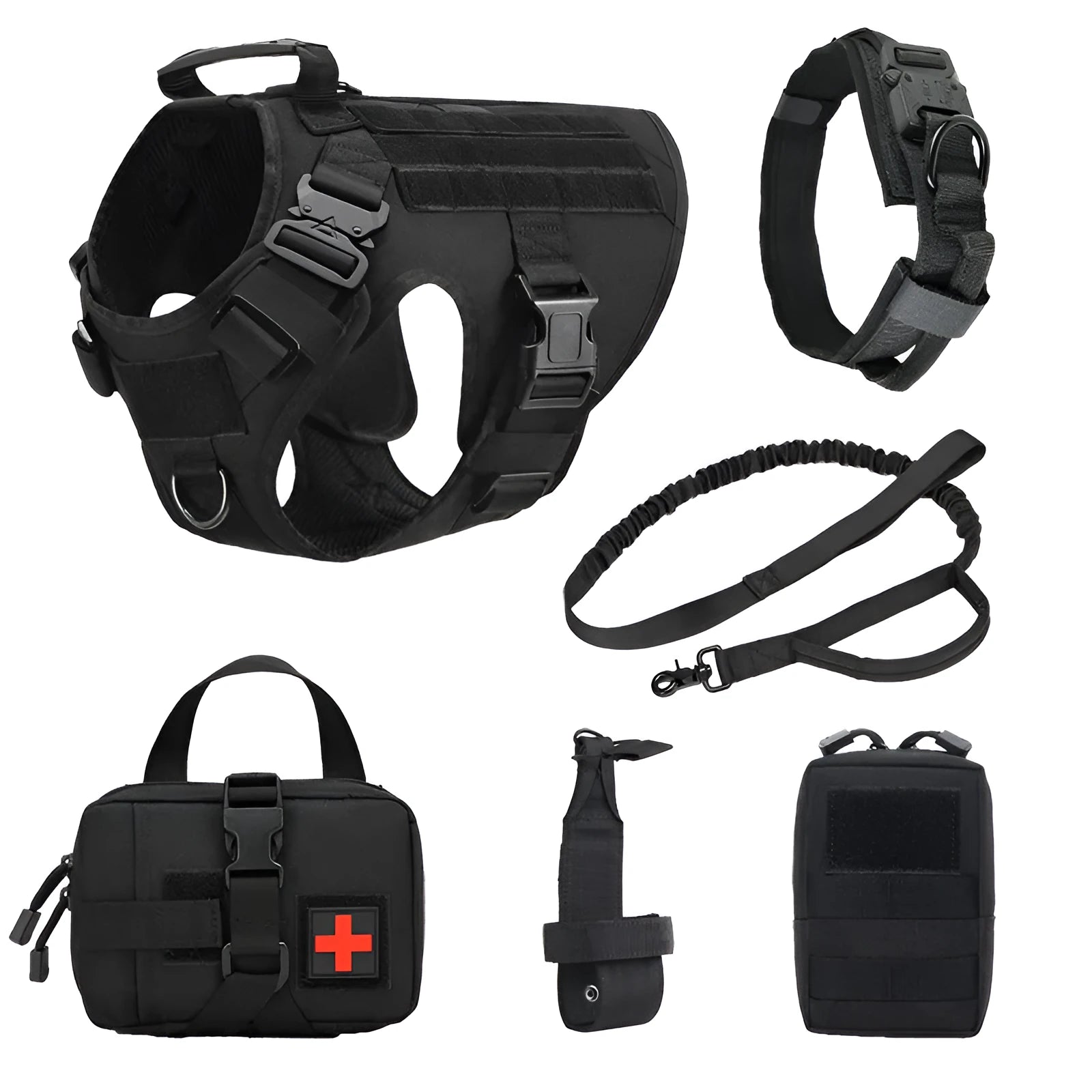 Dog training vest battle suit set with harness in tactical colours including CP camouflage pattern