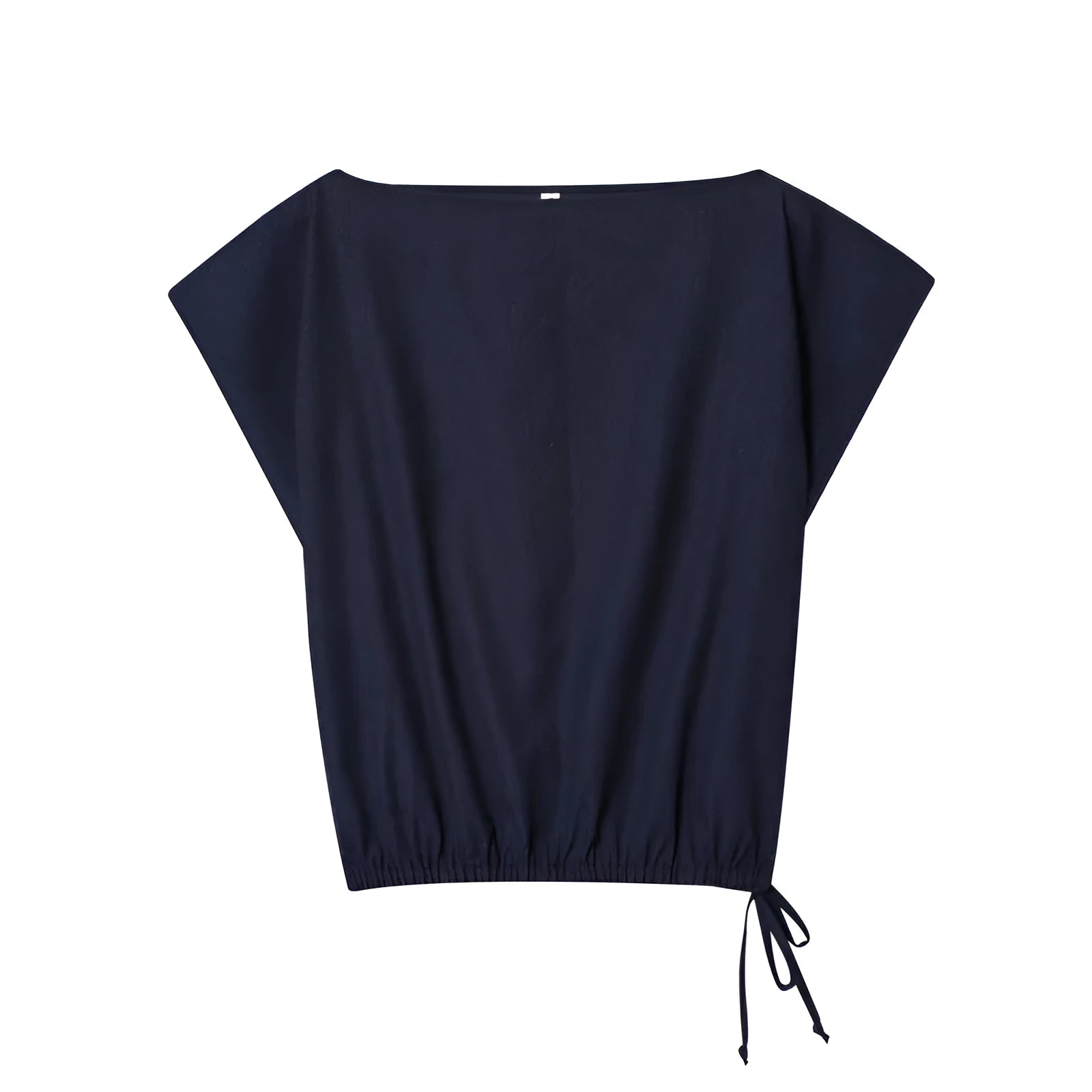 Women's linen-style shirt and wide leg trousers set with flounced sleeves