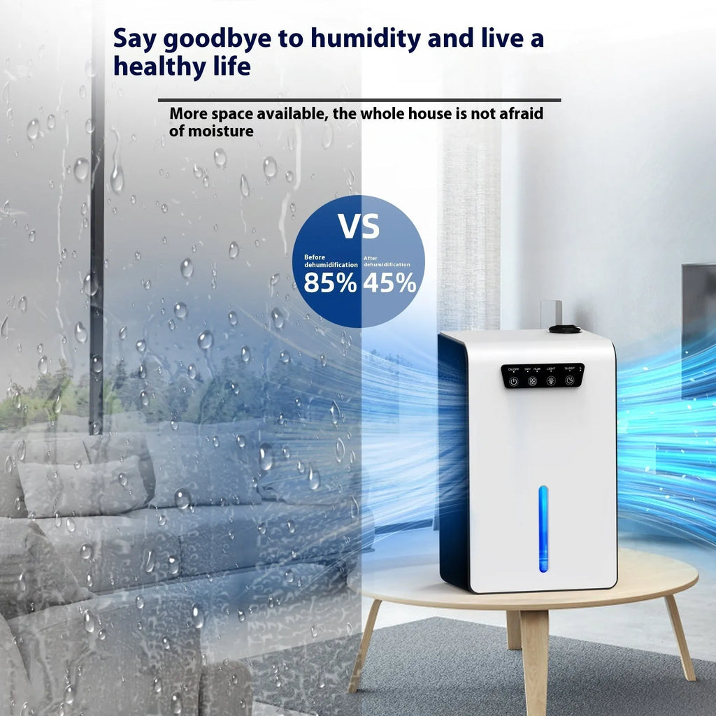 Milky white plastic household dehumidifier for bedrooms and small spaces up to 20 square metres
