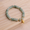 Women's retro strawberry quartz lucky cat bracelet in gray jade colour with animal motif