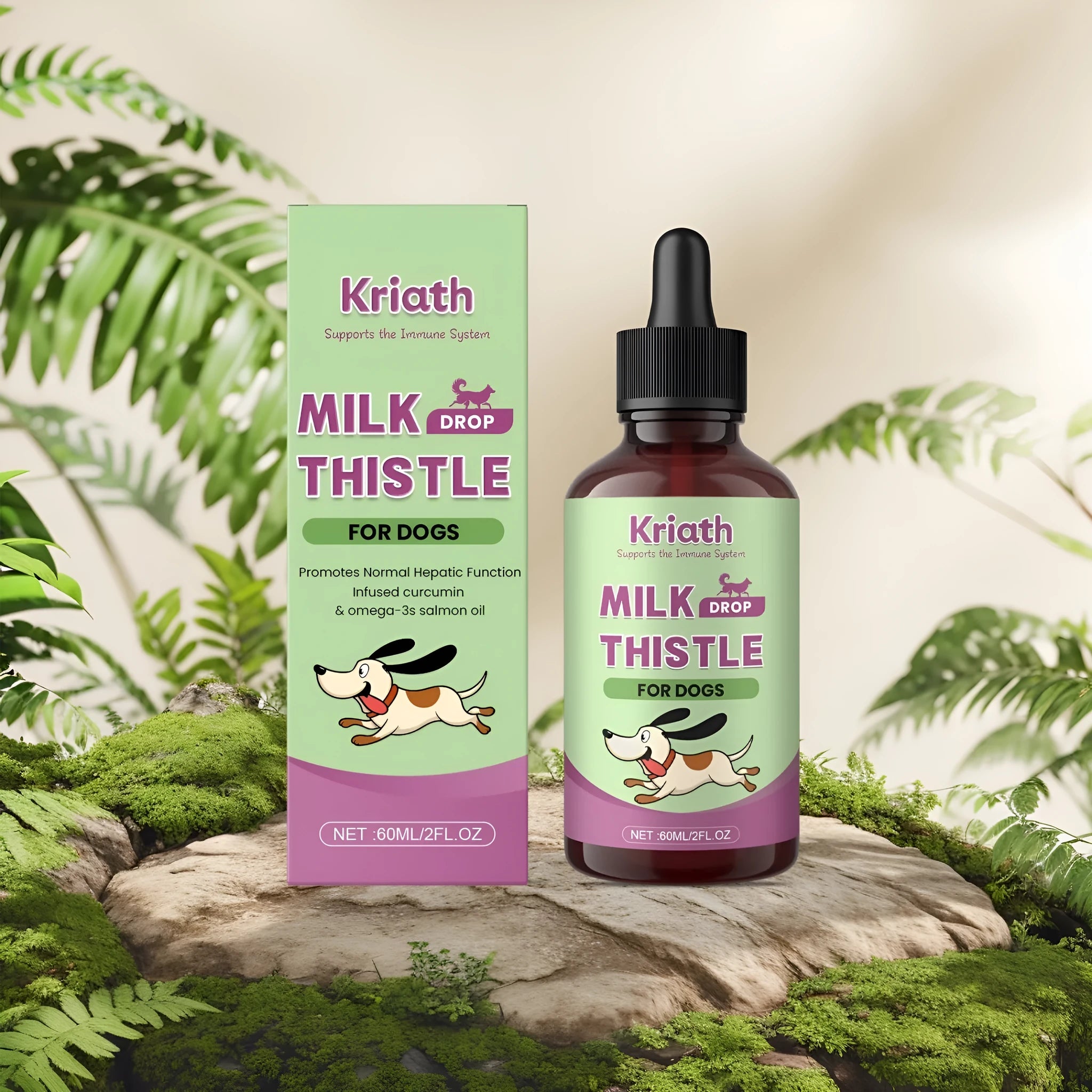 60ml bottle of dog milk thistle and turmeric nutrient solution liquid supplement