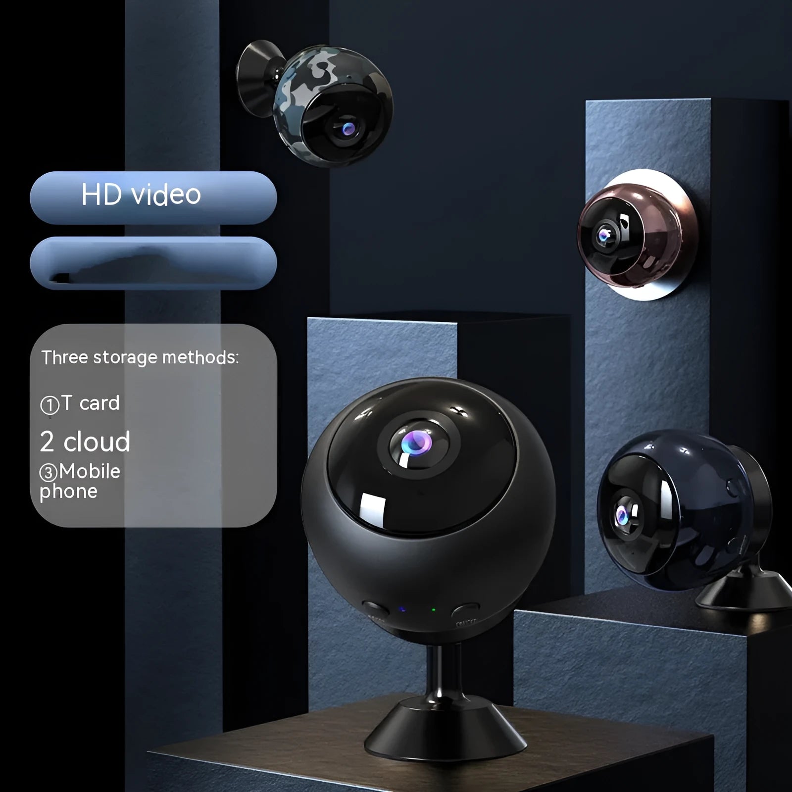1080p wireless WIFI surveillance camera with ABS material housing and 3.6° lens