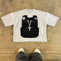 Printed cotton short sleeve retro street style t-shirt with drop-shoulder design