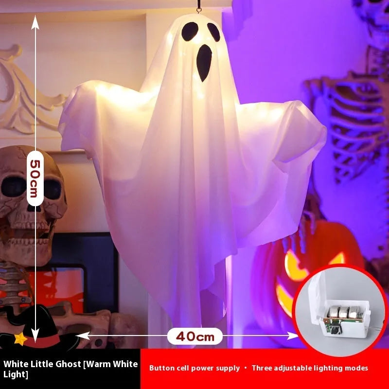 White ghost horror ambience light with cloth construction and battery operation