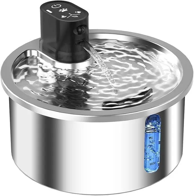 Stainless steel pet water fountain with temperature control base for dogs and cats