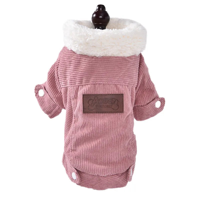 Lambswool grey padded dog vest with wool lining for winter warmth