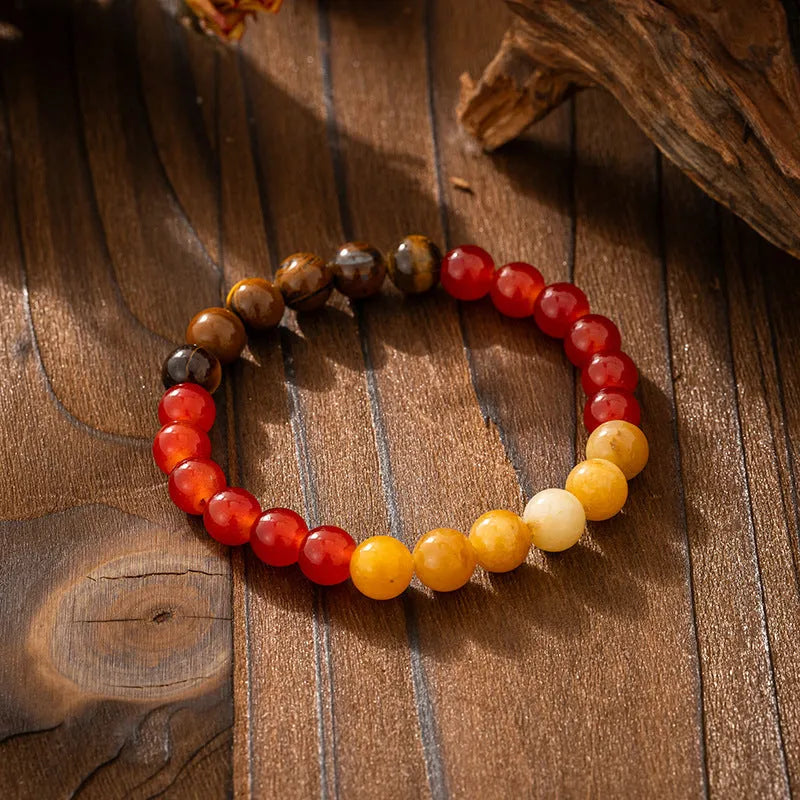 Bohemian vintage necklace and bracelet set with geometric round stone beads in electroplated finish