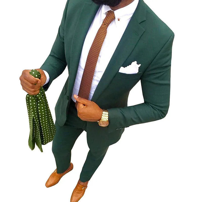 Men's two-piece cotton suit in multiple colours with jacket and trousers for formal occasions