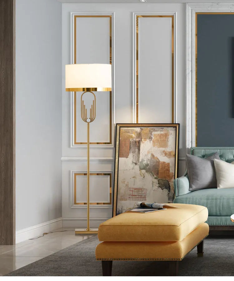 Modern vertical reading desk floor lamp with fabric shade, 165cm height, 42cm diameter, adjustable height, iron body, push button switch