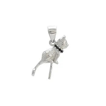 925 sterling silver cat pendant necklace with clavicle-length chain