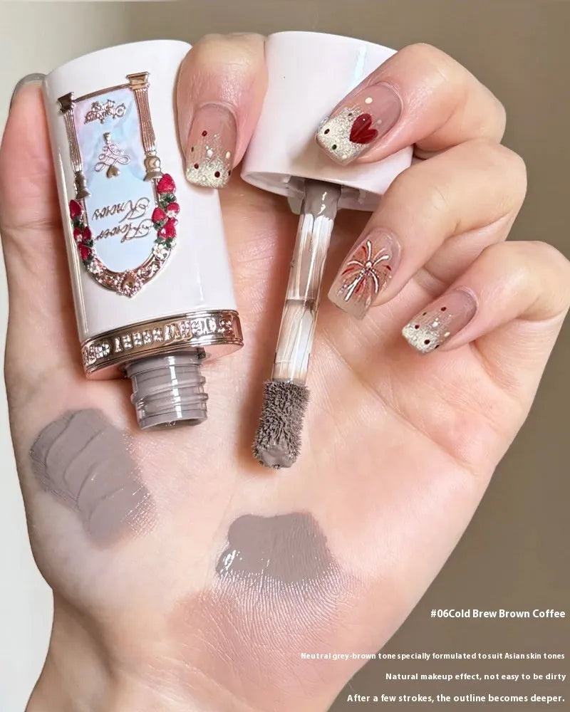 Cupid Series Liquid Blush bottle in one of six shades, showcasing its liquid formula on a hand swatch.