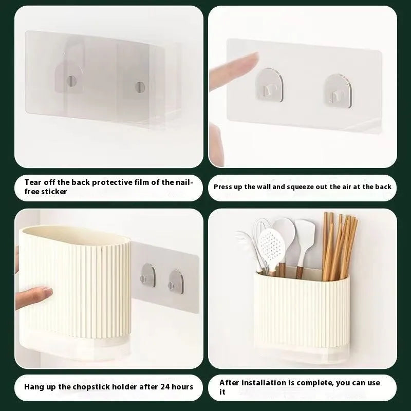 Cross-border wall-mounted plastic chopstick holder with spoon cage in modern design
