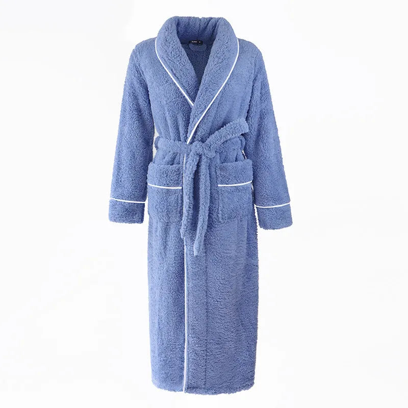 Thickened winter flannel bathrobe for couples in European styling with super thick fabric