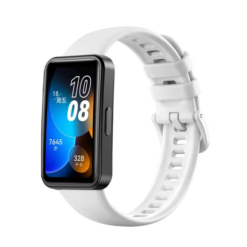 Huawei silicone bracelet watch strap in black, one of eleven colour options