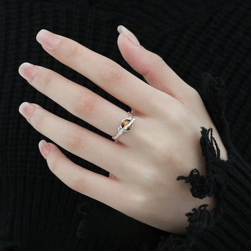 Adjustable Saturn open ring in white gold colour for women