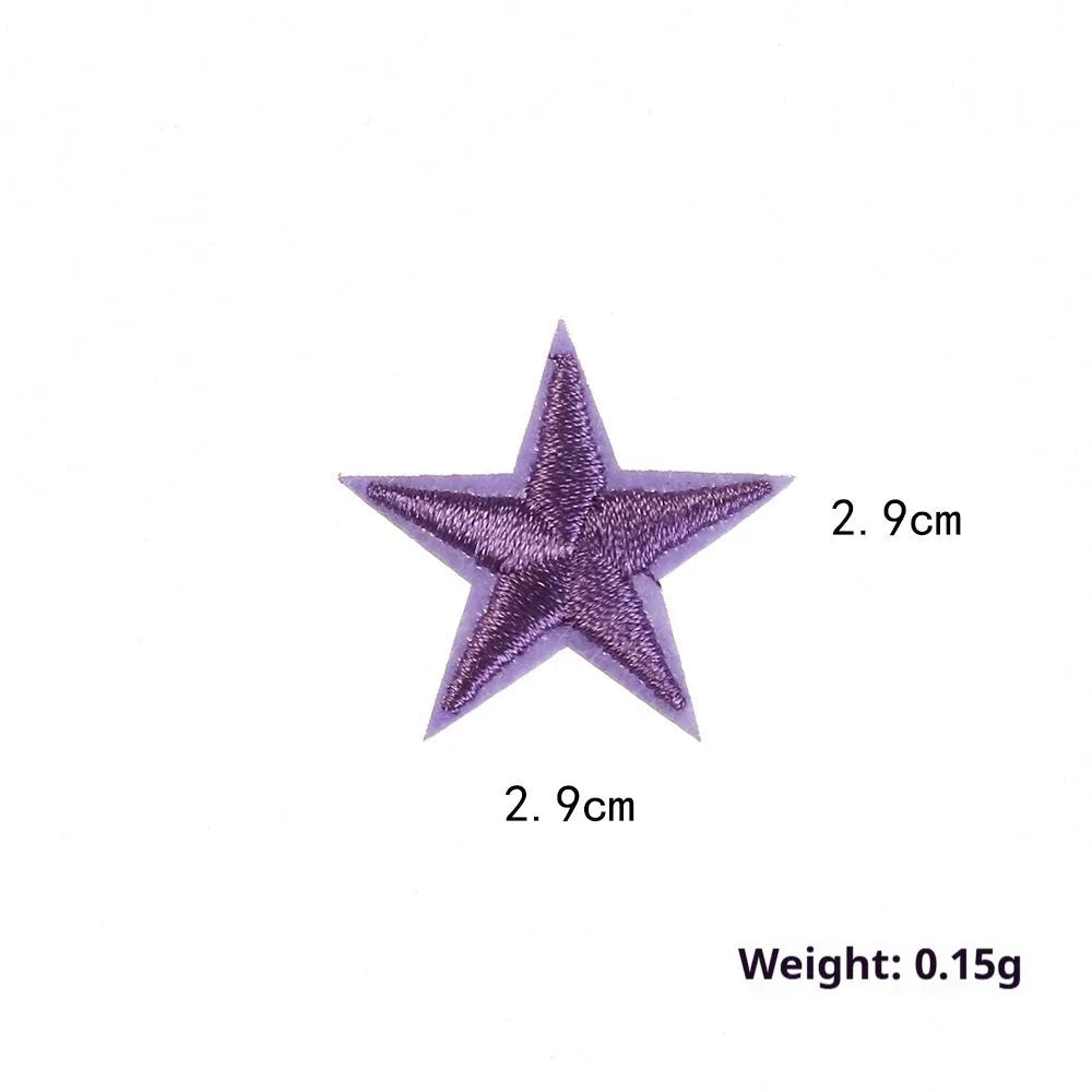 Five-pointed star embroidery label cloth stickers in assorted colours for clothing decoration