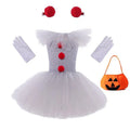 Children's mesh princess dress set with lace collar, hairpin, and gloves for Halloween costume, multiple sizes 90-160cm