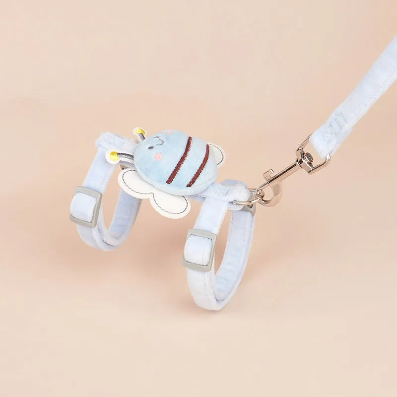 Bee-shaped adjustable cat leash in polyester material with multiple colour options