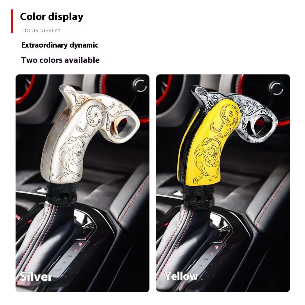 Silver resin hanging gear lever with a smooth finish for universal car modification use