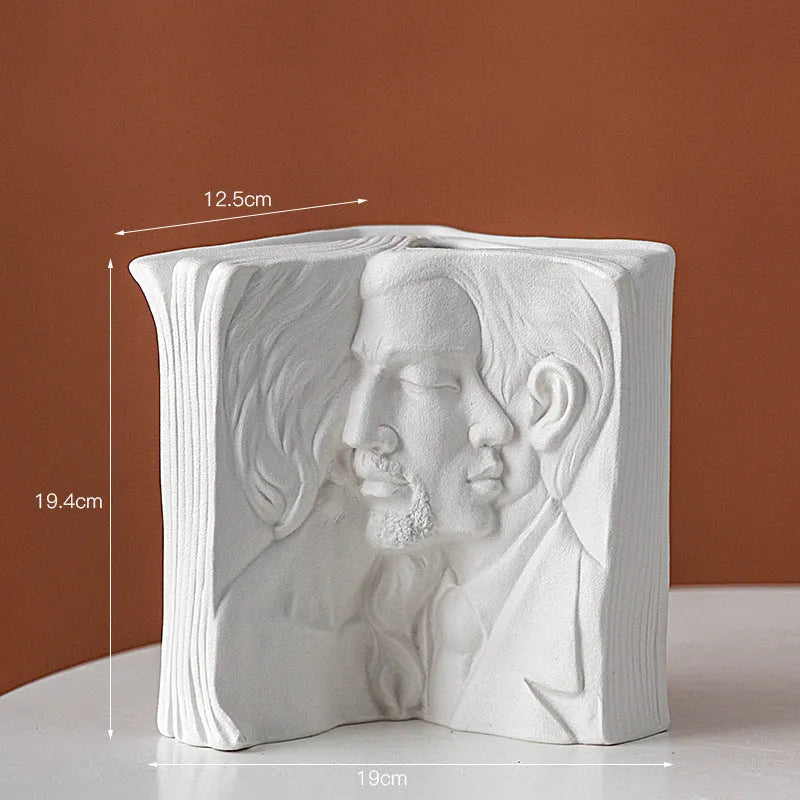 Ceramic book stand with glazed finish in modern simplicity design for desktop organisation