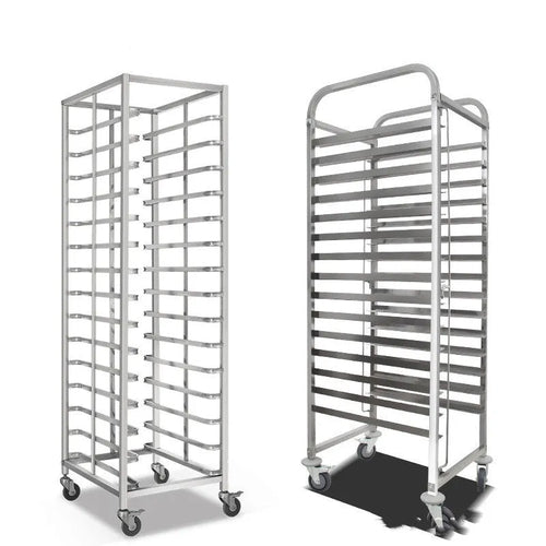 Stainless steel six-layer baking tray rack with lock mechanism for commercial kitchens