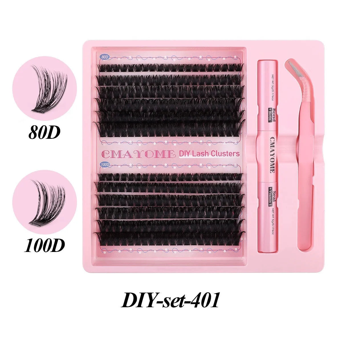 DIY single cluster false eyelashes with artificial fibre construction for natural thick mixed split type look