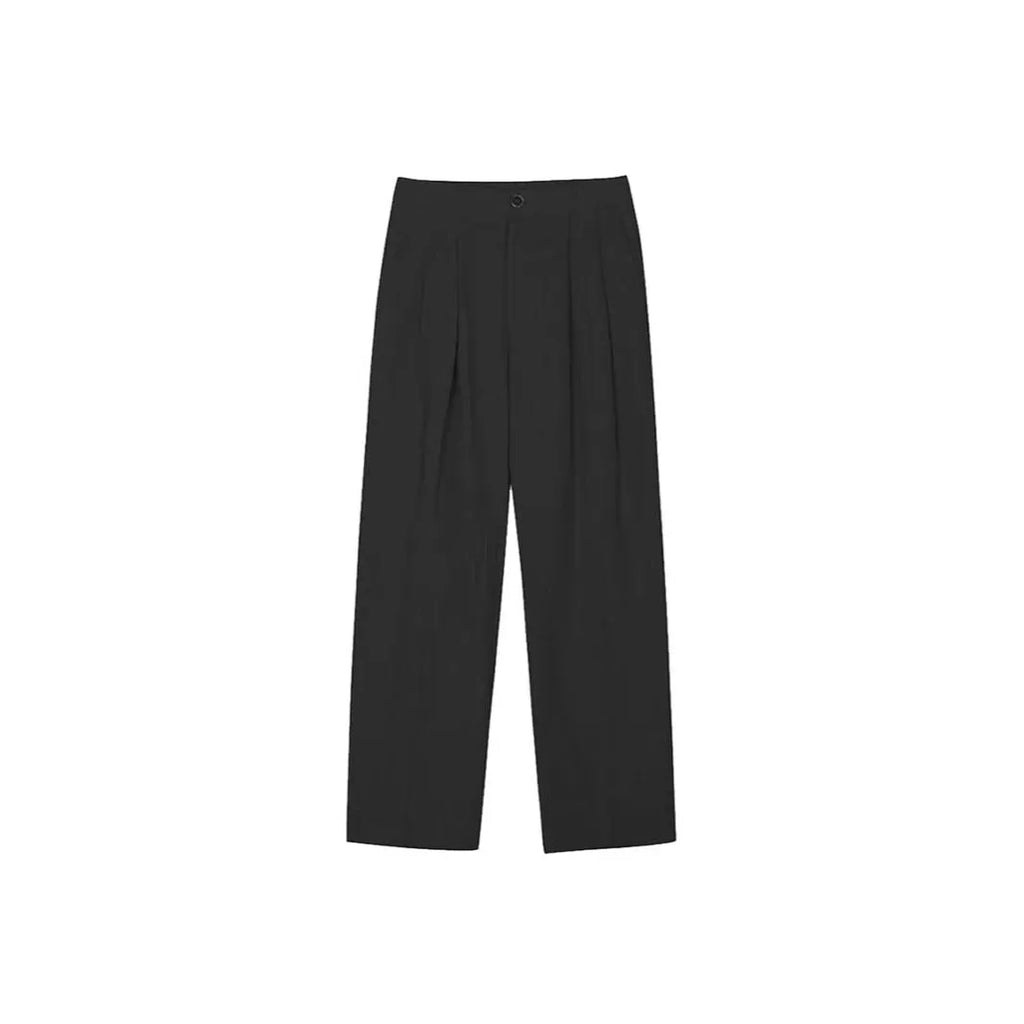 Men's light-weight apricot coloured cotton linen trousers with a loose Korean fit and pencil leg opening.