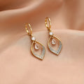 Copper zircon water drop tassel earrings with gold or silver electroplated ear buckles