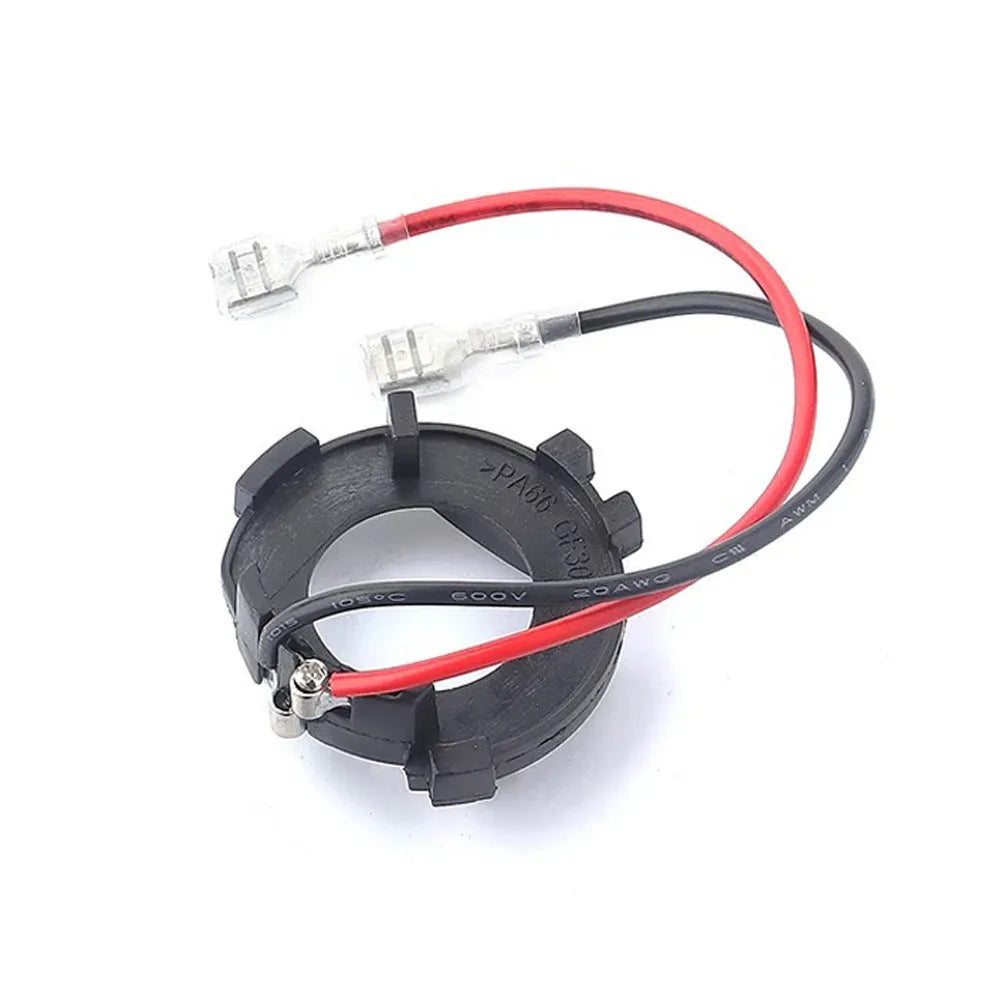 Black H7 LED headlight adapter holder for Volkswagen cars with copper wiring