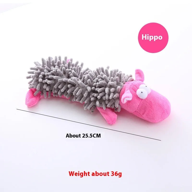 Brown dog design horse molar plush chew toy with microfiber filling and squeaker