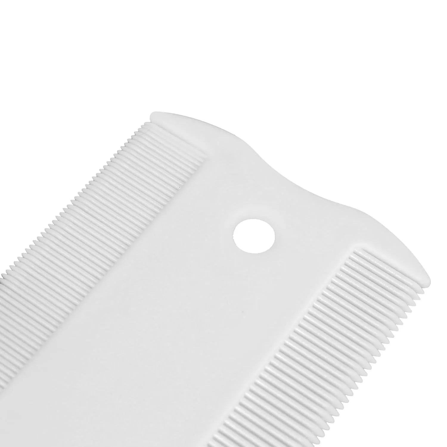 Double-sided plastic flea comb for pets with dense teeth measuring 0.85cm by 5cm