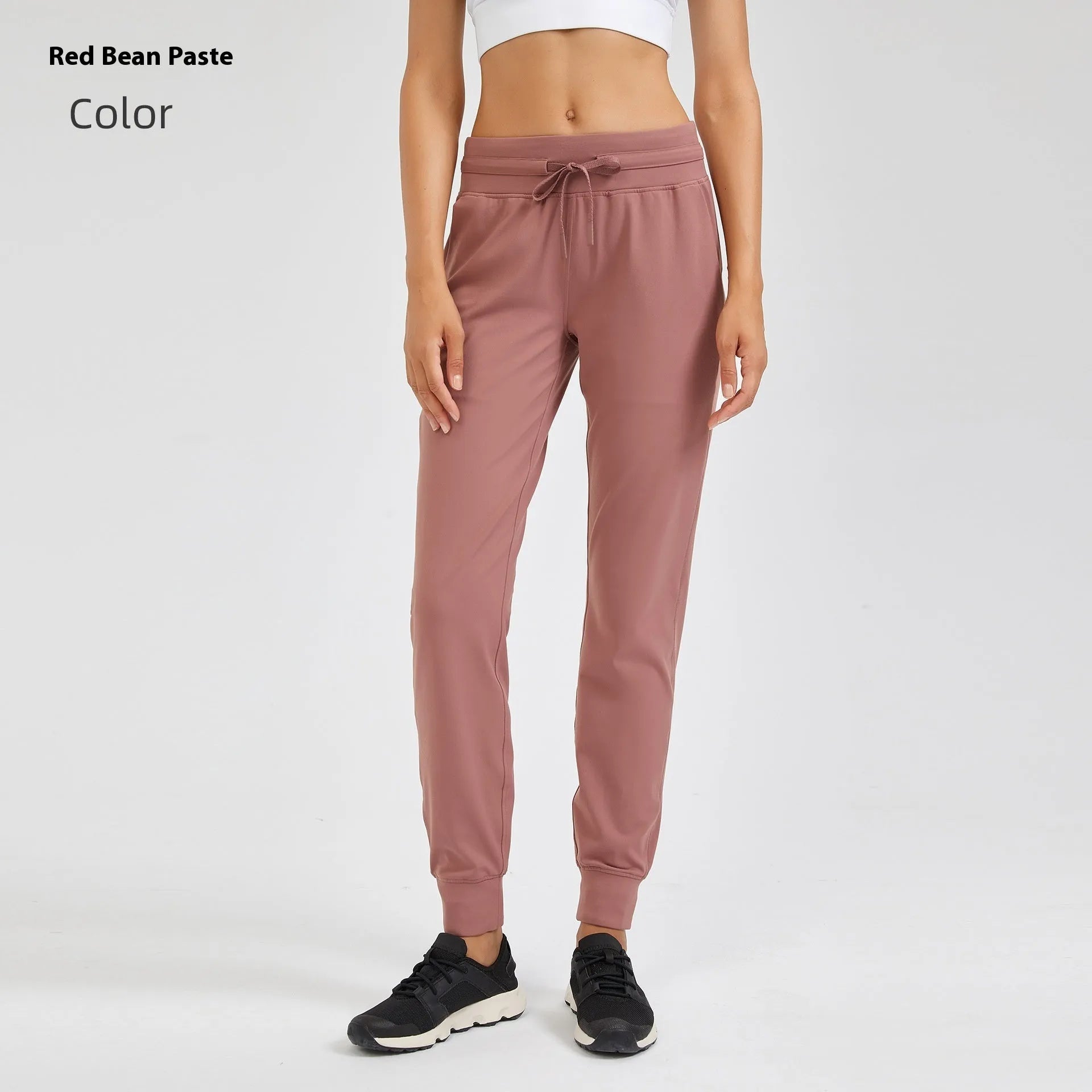 Women's high waist yoga pants with drawstring in Belgian Blue colour