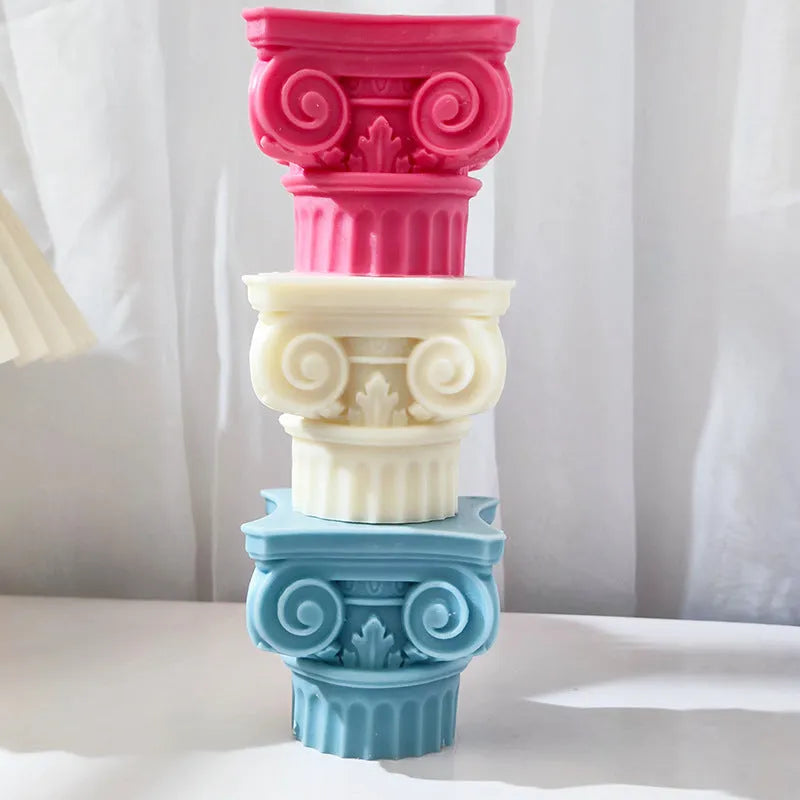 Silicone Roman pillar mould for candle making and craft decoration