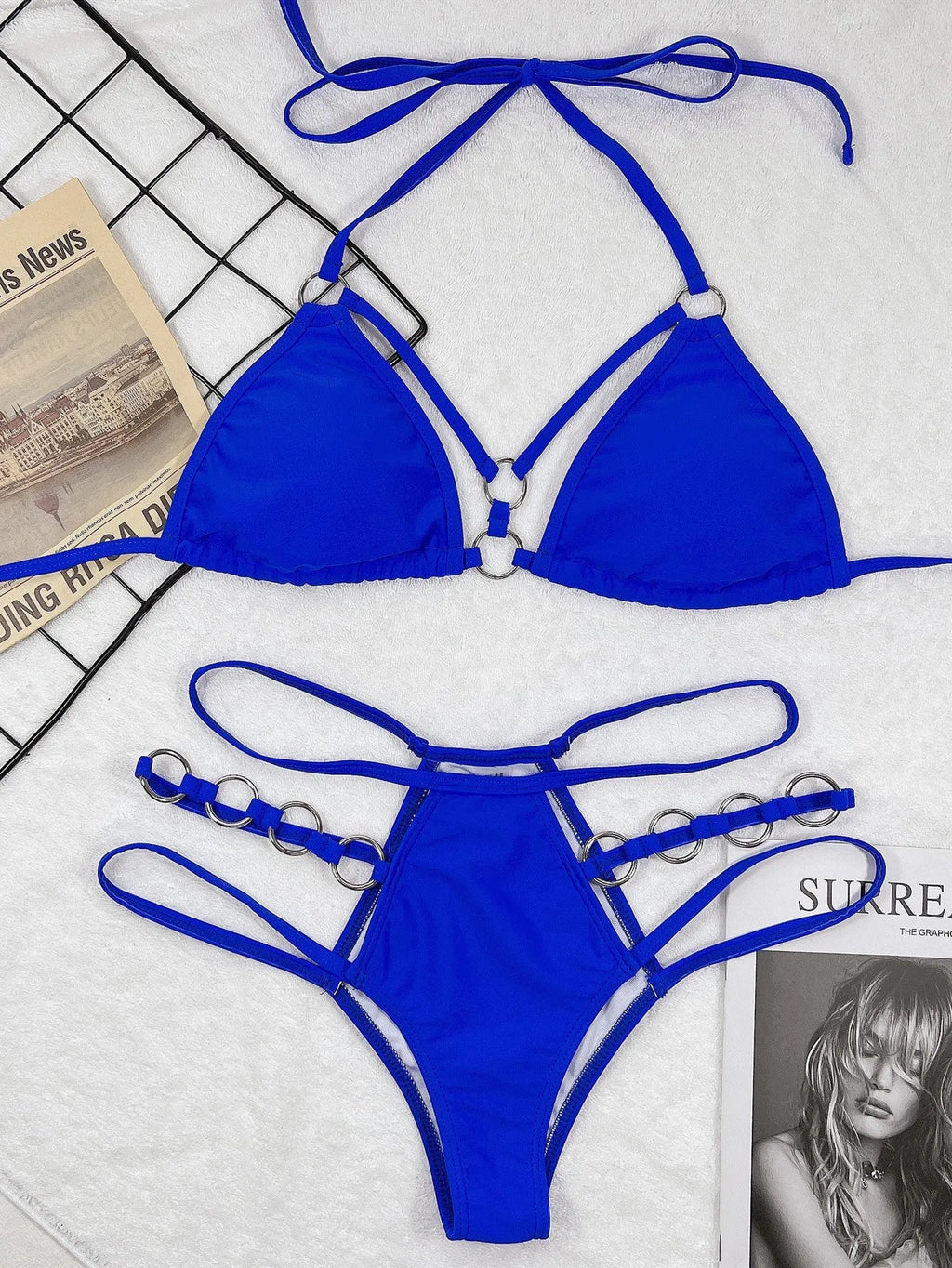 Women's separate nylon bikini swimwear set with shorts bottom in multiple colour options