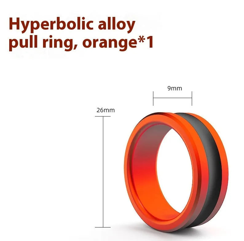 Orange and silver alloy fishing pull loop tool with non-slip grip ring.