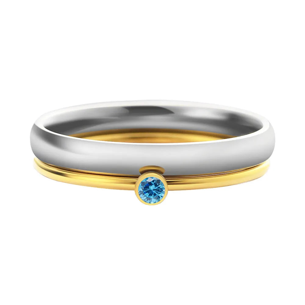 December birthstone geometric engraved ring in titanium steel with electroplated finish