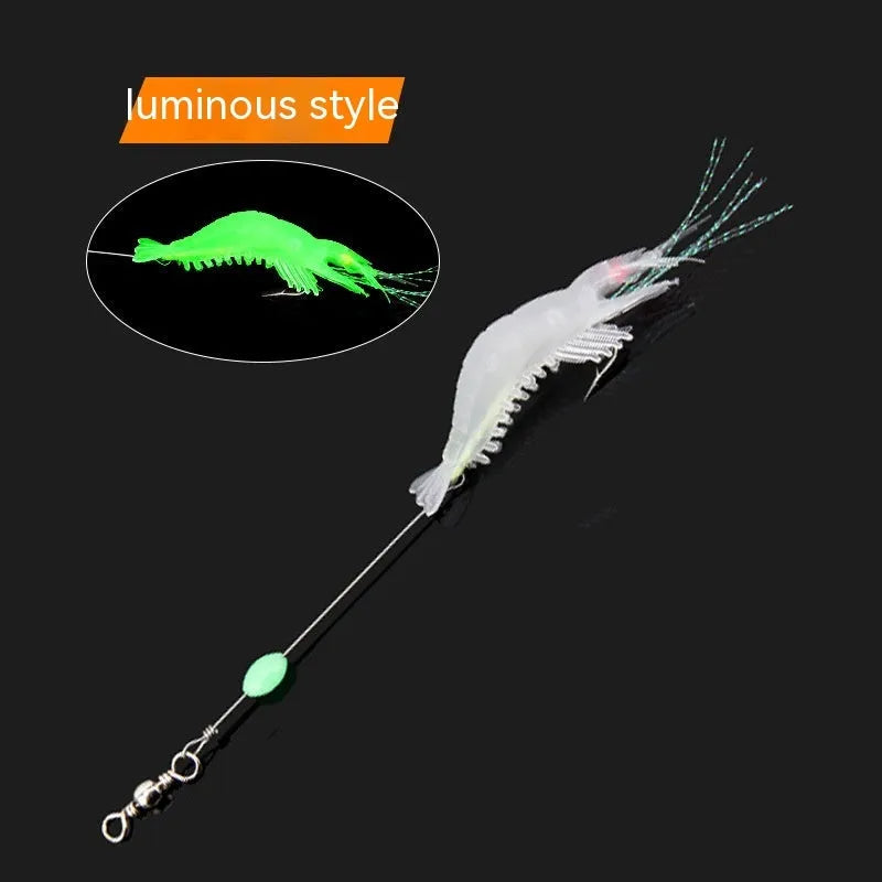 Luer soft fishing lure with hook in six colour options including luminous patterns