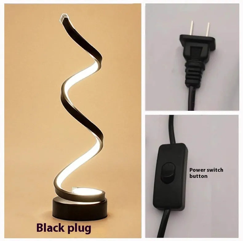 Black and white LED eye protection table lamp with aluminium shade and metal base