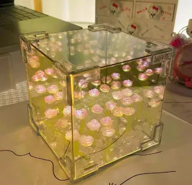 Handmade DIY tulip flower small night light kit with mirror finish and built-in battery, romantic gift decoration