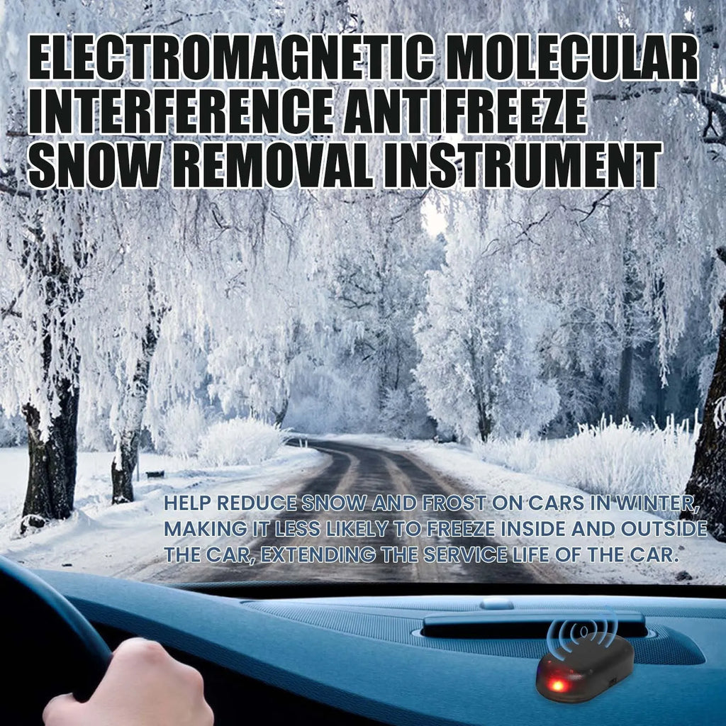 Black car snow removal tool with special glass construction measuring 5 by 2.6 by 1.5 centimetres