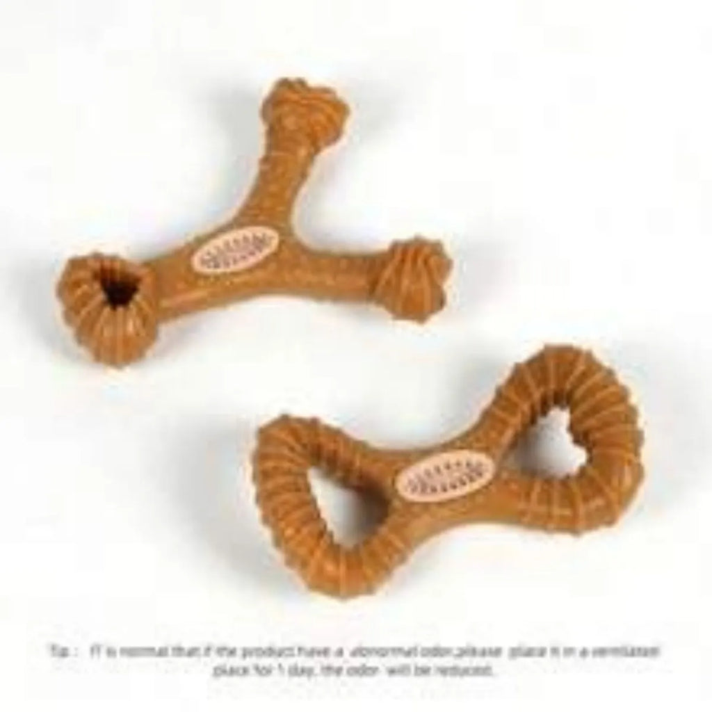 Natural rubber dog chew bone toy in 8-shape and Y-shape designs for dental cleaning