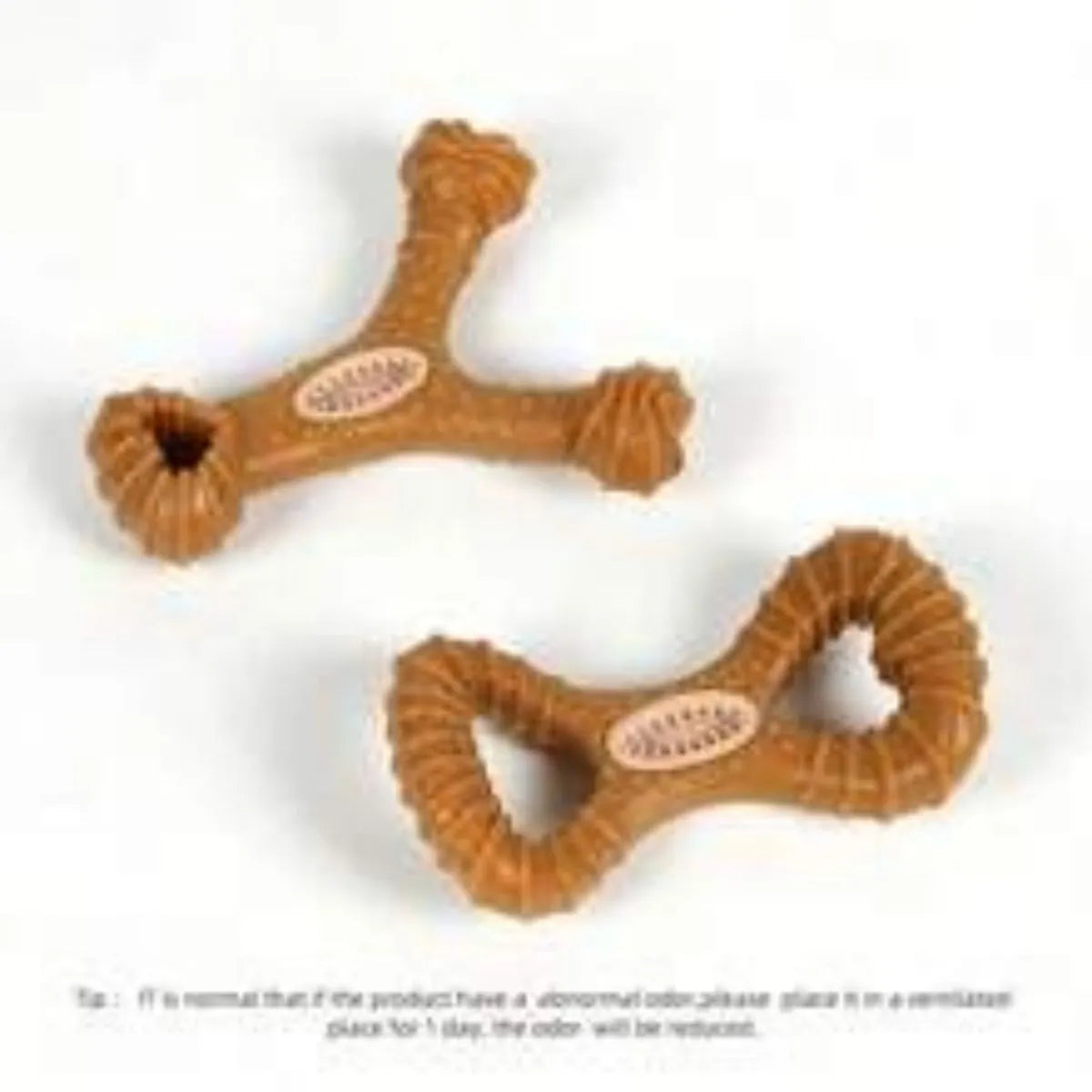 Natural rubber dog chew bone toy in 8-shape and Y-shape designs for dental cleaning
