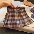 Children's plaid pattern pleated skirt in cotton blend fabric with A-line silhouette