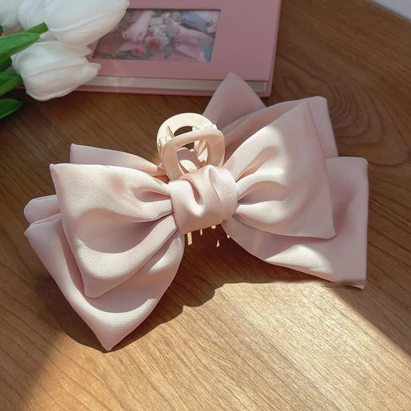XL cloth bow hair claw clip in plain colour – Japanese Korean fresh sweet style