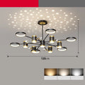 Black iron star chandelier ceiling light with 13 LED heads and remote control