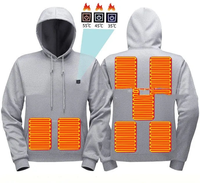 Men's hooded heating sweater black zone 5 cardigan with zipper pockets slim fit long sleeve